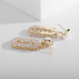 AndQ【BlingBling】Very Shinny Temperament Geometry Zircon Embedded with Pearls Earrings