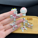 AndQ【Sweet Hearts】Double Knot bows Hearts Zircon Drop Earrings