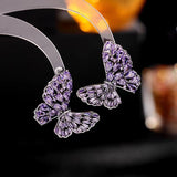AndQ 【Into a Butterfly】Purple Black Gold Butterfly Earrings