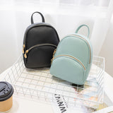 Solid Color Zipper Retro Backpack Bag
