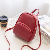 Solid Color Zipper Retro Backpack Bag