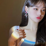 AndQ【Sweet Hearts】Double Knot bows Hearts Zircon Drop Earrings