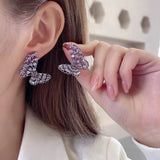 AndQ 【Into a Butterfly】Purple Black Gold Butterfly Earrings