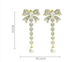 AndQ【Sweet Princess】Bowknot Hearts Drop with Pearls Earrings
