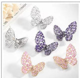 AndQ 【Into a Butterfly】Purple Black Gold Butterfly Earrings