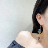 AndQ【In Oceans】two-in-one Blue crystals Temperament Tassel Earring
