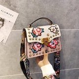 Embroidered Small Square One-shoulder Messenger Handbag