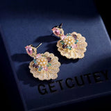 AndQ【The Feather of the Flower】Pistil Zircon Like Feather Earrings