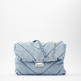 One-Shoulder Washed Denim Crossbody Trendy Bag