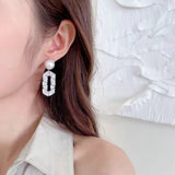 AndQ【BlingBling】Very Shinny Temperament Geometry Zircon Embedded with Pearls Earrings