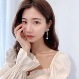 AndQ【Sweet Princess】Bowknot Hearts Drop with Pearls Earrings