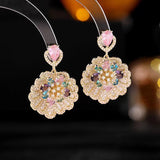 AndQ【The Feather of the Flower】Pistil Zircon Like Feather Earrings