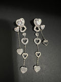 AndQ 【Hearts Princess】Double Hearts Line Tassels Earrings