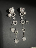 AndQ 【Hearts Princess】Double Hearts Line Tassels Earrings