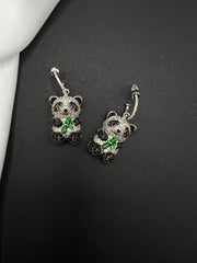 AndQ Panda Eating Bamboo Pendants Earrings