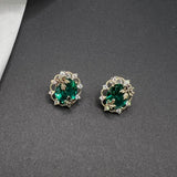AndQ Zircon Leaves-On Studs Earrings