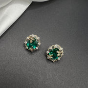AndQ Zircon Leaves-On Studs Earrings