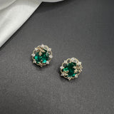 AndQ Zircon Leaves-On Studs Earrings