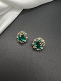 AndQ Zircon Leaves-On Studs Earrings