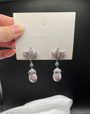 AndQ Gentle Pink Lotus Pearls Drop Earrings