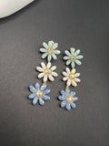 AndQ Triple Flowers Contrast Color Drop Earrings
