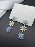 AndQ Triple Flowers Contrast Color Drop Earrings
