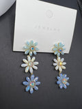 AndQ Triple Flowers Contrast Color Drop Earrings