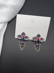 AndQ Handmade Purple Flowers Drop Earrings