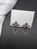 AndQ Handmade Purple Flowers Drop Earrings