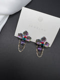 AndQ Handmade Purple Flowers Drop Earrings