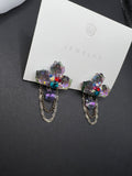 AndQ Handmade Purple Flowers Drop Earrings