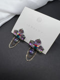 AndQ Handmade Purple Flowers Drop Earrings