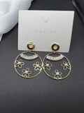AndQ Handmade Hollow Flowers Pearls Earrings