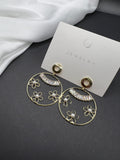 AndQ Handmade Hollow Flowers Pearls Earrings