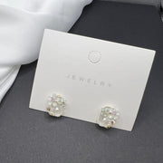 AndQ White Clear Small Flower Square Studs Earrings