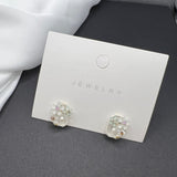 AndQ White Clear Small Flower Square Studs Earrings