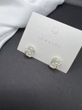 AndQ White Clear Small Flower Square Studs Earrings