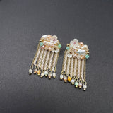 AndQ Handmade Flowers Baroque Pearls Tassels Earrings