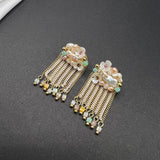 AndQ Handmade Flowers Baroque Pearls Tassels Earrings