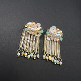 AndQ Handmade Flowers Baroque Pearls Tassels Earrings