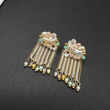 AndQ Handmade Flowers Baroque Pearls Tassels Earrings