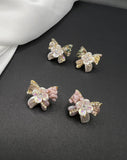 AndQ Handmade Flowers Butterfly Bowknot Baroque Pearls Studs Earrings