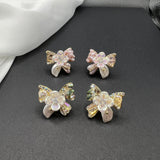 AndQ Handmade Flowers Butterfly Bowknot Baroque Pearls Studs Earrings
