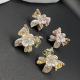 AndQ Handmade Flowers Butterfly Bowknot Baroque Pearls Studs Earrings