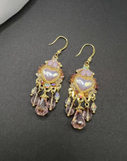AndQ Princess Sweet Handmade Mermaid Pearls Heart Tassels Earrings