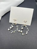 AndQ Handmade Babysbreath Pearls Drop Earrings