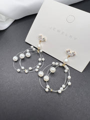 AndQ Handmade Babysbreath Pearls Drop Earrings