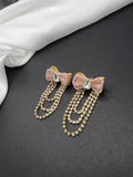 AndQ Sweet Pink Bowknots with U Chains Tassel Earrings