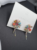 AndQ Handmade Polychrome Chrysanthemum Earrings