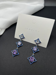 AndQ Purple Gradient Zircon Rhombus Drop Earrings